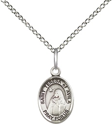 [9102SS/18SS] Sterling Silver Saint Teresa of Avila Pendant on a 18 inch Sterling Silver Light Curb chain