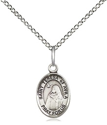 [9102SS/18SS] Sterling Silver Saint Teresa of Avila Pendant on a 18 inch Sterling Silver Light Curb chain