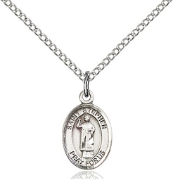 [9104SS/18SS] Sterling Silver Saint Stephen the Martyr Pendant on a 18 inch Sterling Silver Light Curb chain