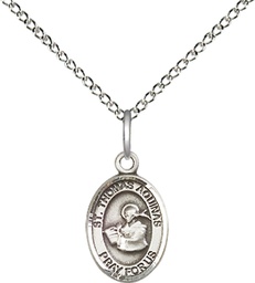 [9108SS/18SS] Sterling Silver Saint Thomas Aquinas Pendant on a 18 inch Sterling Silver Light Curb chain