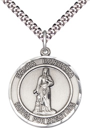 [7006RDSPSS/24S] Sterling Silver Santa Barbara Pendant on a 24 inch Light Rhodium Heavy Curb chain