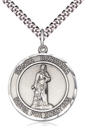 [7006RDSPSS/24S] Sterling Silver Santa Barbara Pendant on a 24 inch Light Rhodium Heavy Curb chain