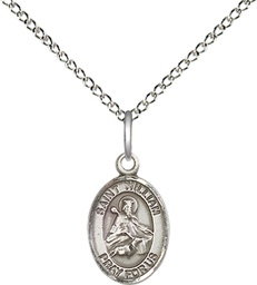[9114SS/18SS] Sterling Silver Saint William of Rochester Pendant on a 18 inch Sterling Silver Light Curb chain