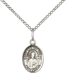 [9120SS/18SS] Sterling Silver Saint Leo the Great Pendant on a 18 inch Sterling Silver Light Curb chain