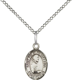 [9125SS/18SS] Sterling Silver Saint Pio of Pietrelcina Pendant on a 18 inch Sterling Silver Light Curb chain