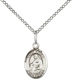 [9128SS/18SS] Sterling Silver Saint Agnes of Rome Pendant on a 18 inch Sterling Silver Light Curb chain