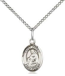 [9128SS/18SS] Sterling Silver Saint Agnes of Rome Pendant on a 18 inch Sterling Silver Light Curb chain