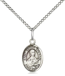 [9130SS/18SS] Sterling Silver Saint Gemma Galgani Pendant on a 18 inch Sterling Silver Light Curb chain