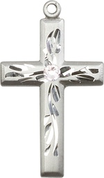 [5924SS-STN4] Sterling Silver Cross Medal with a 3mm Crystal Swarovski stone