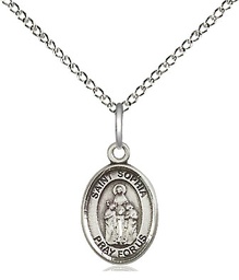 [9136SS/18SS] Sterling Silver Saint Sophia Pendant on a 18 inch Sterling Silver Light Curb chain