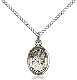 [9137SS/18SS] Sterling Silver Saint Ambrose Pendant on a 18 inch Sterling Silver Light Curb chain