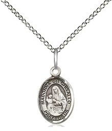[9203SS/18SS] Sterling Silver Saint Madonna Del Ghisallo Pendant on a 18 inch Sterling Silver Light Curb chain
