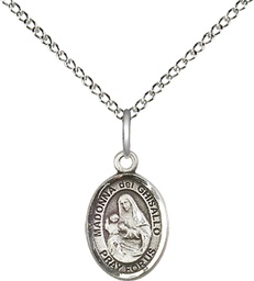 [9203SS/18SS] Sterling Silver Saint Madonna Del Ghisallo Pendant on a 18 inch Sterling Silver Light Curb chain