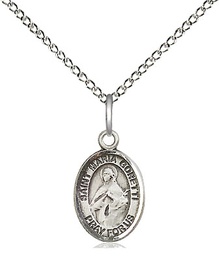 [9208SS/18SS] Sterling Silver Saint Maria Goretti Pendant on a 18 inch Sterling Silver Light Curb chain