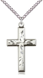 [5925SS/24SS] Sterling Silver Cross Pendant on a 24 inch Sterling Silver Heavy Curb chain