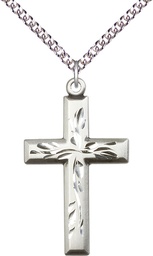 [5925SS/24SS] Sterling Silver Cross Pendant on a 24 inch Sterling Silver Heavy Curb chain
