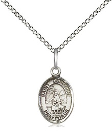 [9211SS/18SS] Sterling Silver Saint Germaine Cousin Pendant on a 18 inch Sterling Silver Light Curb chain