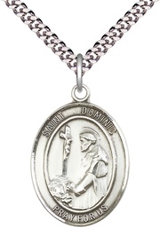 [7030SS/24S] Sterling Silver Saint Dominic de Guzman Pendant on a 24 inch Light Rhodium Heavy Curb chain