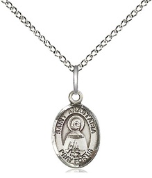 [9213SS/18SS] Sterling Silver Saint Anastasia Pendant on a 18 inch Sterling Silver Light Curb chain