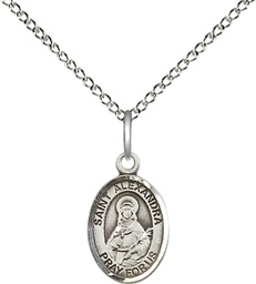 [9215SS/18SS] Sterling Silver Saint Alexandra Pendant on a 18 inch Sterling Silver Light Curb chain