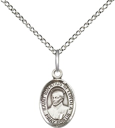 [9217SS/18SS] Sterling Silver Saint Ignatius of Loyola Pendant on a 18 inch Sterling Silver Light Curb chain