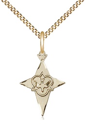 [5928GF/18G] 14kt Gold Filled Cross Pendant on a 18 inch Gold Plate Light Curb chain