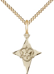 [5928GF/18G] 14kt Gold Filled Cross Pendant on a 18 inch Gold Plate Light Curb chain
