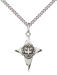 [5928SS/18S] Sterling Silver Cross Pendant on a 18 inch Light Rhodium Light Curb chain