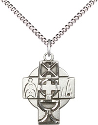 [5929SS/18S] Sterling Silver RCIA Pendant on a 18 inch Light Rhodium Light Curb chain