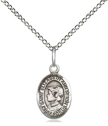 [9224SS/18SS] Sterling Silver Saint Elizabeth Ann Seton Pendant on a 18 inch Sterling Silver Light Curb chain