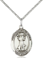 [8036SS/18SS] Sterling Silver Saint Francis of Assisi Pendant on a 18 inch Sterling Silver Light Curb chain