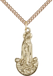 [5931GF/24GF] 14kt Gold Filled Our Lady of Fatima Pendant on a 24 inch Gold Filled Heavy Curb chain