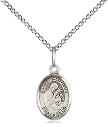 [9225SS/18SS] Sterling Silver Saint Aloysius Gonzaga Pendant on a 18 inch Sterling Silver Light Curb chain