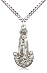 [5931SS/24SS] Sterling Silver Our Lady of Fatima Pendant on a 24 inch Sterling Silver Heavy Curb chain