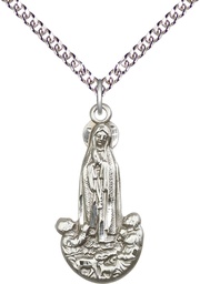 [5931SS/24SS] Sterling Silver Our Lady of Fatima Pendant on a 24 inch Sterling Silver Heavy Curb chain