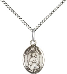 [9226SS/18SS] Sterling Silver Saint Lillian Pendant on a 18 inch Sterling Silver Light Curb chain