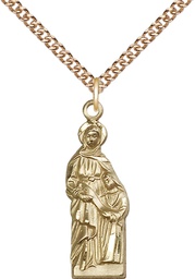 [5932GF/24GF] 14kt Gold Filled Saint Ann Pendant on a 24 inch Gold Filled Heavy Curb chain
