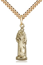 [5933GF/24G] 14kt Gold Filled Saint Anthony Pendant on a 24 inch Gold Plate Heavy Curb chain