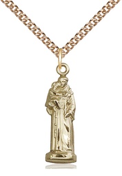 [5933GF/24GF] 14kt Gold Filled Saint Anthony Pendant on a 24 inch Gold Filled Heavy Curb chain