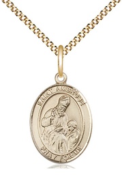 [8137GF/18G] 14kt Gold Filled Saint Ambrose Pendant on a 18 inch Gold Plate Light Curb chain