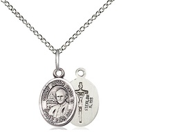 [9234SS/18SS] Sterling Silver Saint John Paul II Pendant on a 18 inch Sterling Silver Light Curb chain