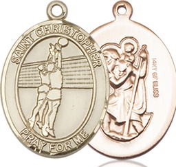 [8138GF] 14kt Gold Filled Saint Christopher Volleyball Medal