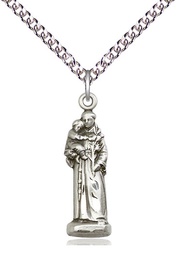 [5933SS/24SS] Sterling Silver Saint Anthony Pendant on a 24 inch Sterling Silver Heavy Curb chain