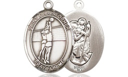 [8138SS] Sterling Silver Saint Christopher Volleyball Medal