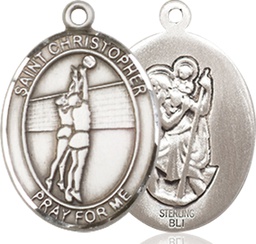 [8138SS] Sterling Silver Saint Christopher Volleyball Medal