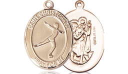 [8139GF] 14kt Gold Filled Saint Christopher Figure Skating Medal