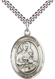 [7042SS/24S] Sterling Silver Saint Gerard Majella Pendant on a 24 inch Light Rhodium Heavy Curb chain