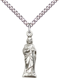 [5934SS/24SS] Sterling Silver Saint Jude Pendant on a 24 inch Sterling Silver Heavy Curb chain