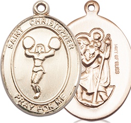 [8140GF] 14kt Gold Filled Saint Christopher Cheerleading Medal