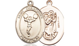 [8140GF] 14kt Gold Filled Saint Christopher Cheerleading Medal